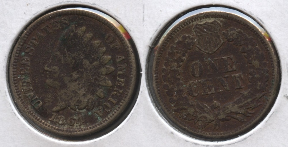 1864 Copper Nickel Indian Head Cent Good-4 #ap Corrosion