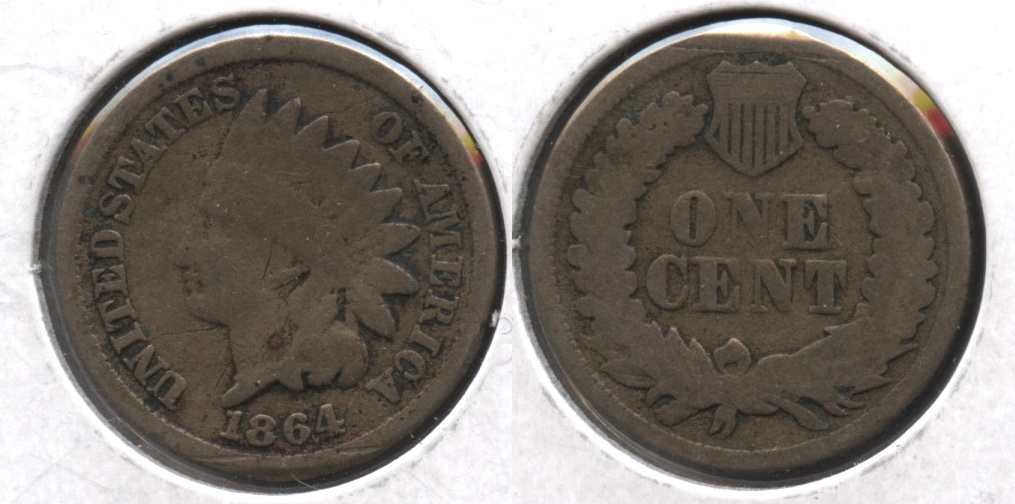 1864 Copper Nickel Indian Head Cent Good-4 #aq Rim Bump