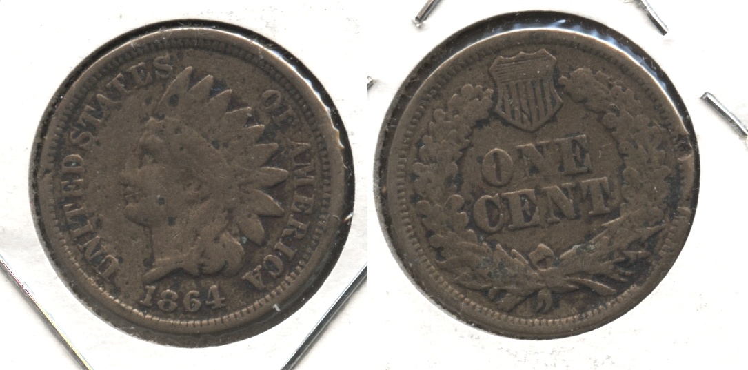 1864 Copper Nickel Indian Head Cent Good-4 #az Pitted