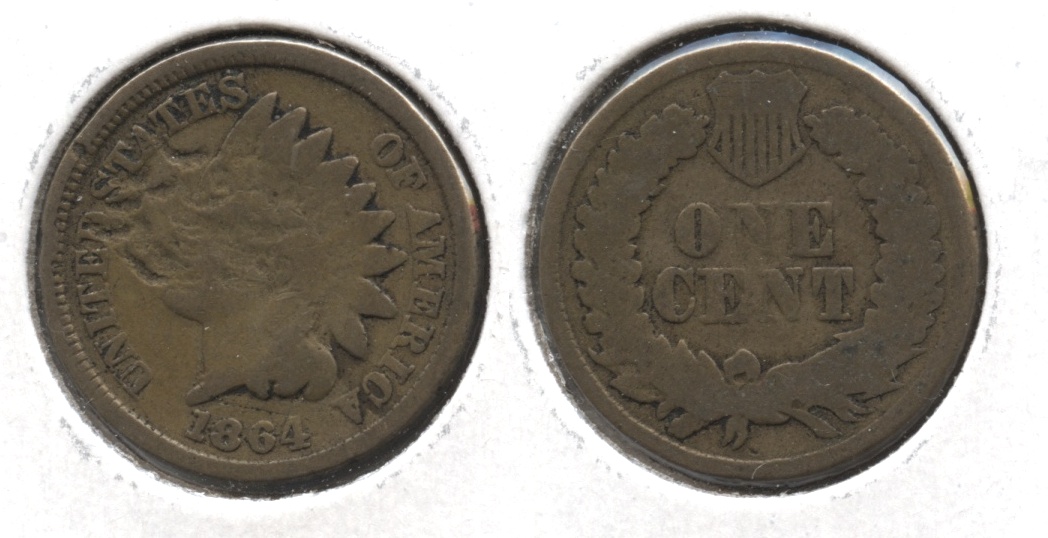 1864 Copper Nickel Indian Head Cent Good-4 #ba Obverse Marks