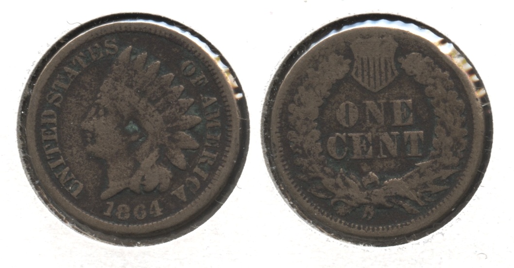 1864 Copper Nickel Indian Head Cent Good-4 #be Porous