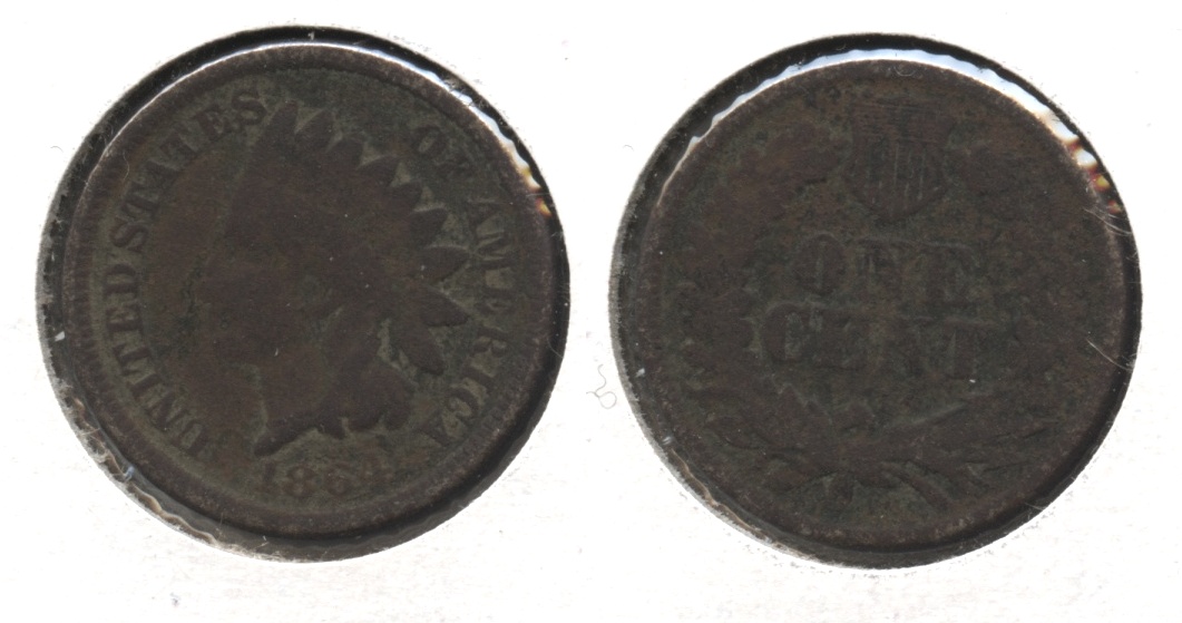 1864 Copper Nickel Indian Head Cent Good-4 #bh Very Dark