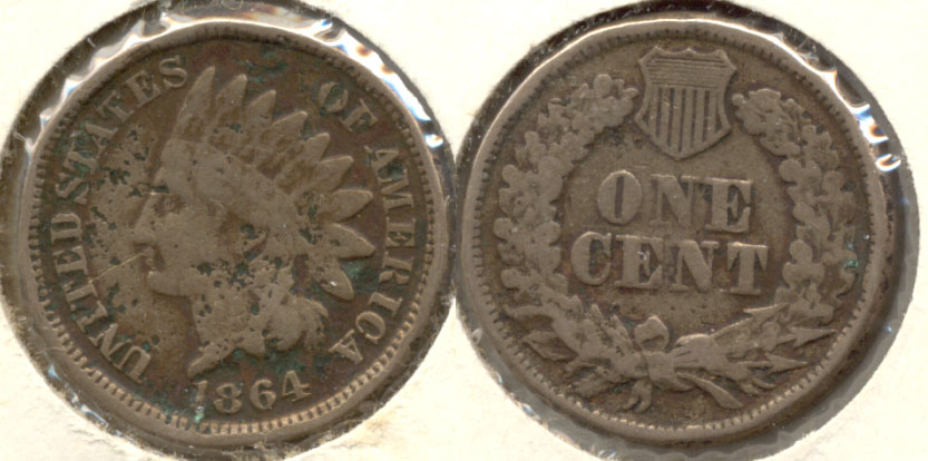 1864 Copper Nickel Indian Head Cent Good-4 d Obverse Pitting
