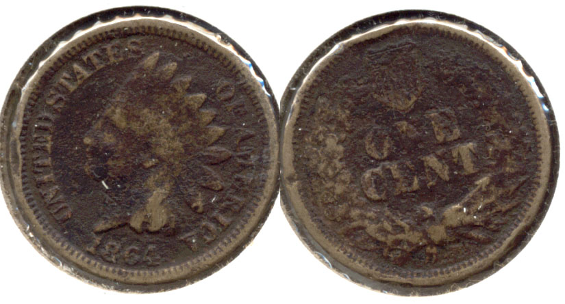 1864 Copper Nickel Indian Head Cent Good-4 h Dark