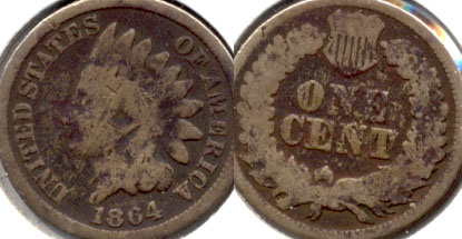 1864 Copper Nickel Indian Head Cent Good-4 i Dark