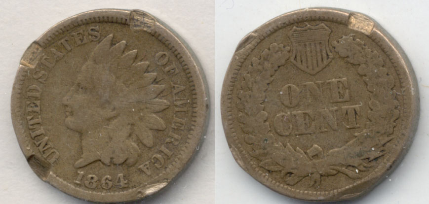 1864 Copper Nickel Indian Head Cent Good-4 l Edge Damage