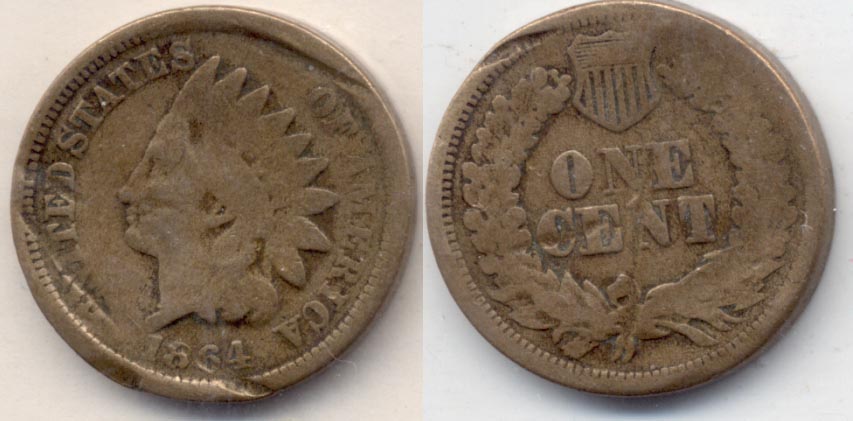 1864 Copper Nickel Indian Head Cent Good-4 n Damaged