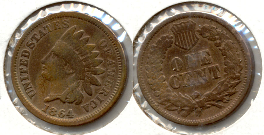 1864 Copper Nickel Indian Head Cent Good-4 t Cleaned