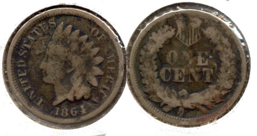 1864 Copper Nickel Indian Head Cent Good-4 w Dark