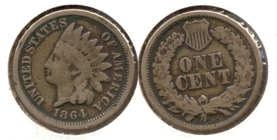 1864 Copper Nickel Indian Head Cent Good-4 x