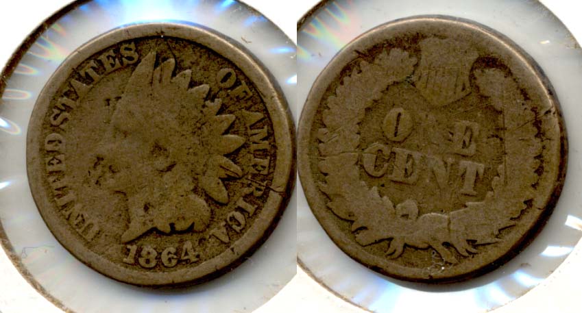 1864 Copper Nickel Indian Head Cent Good-4 z Bit Scuffy