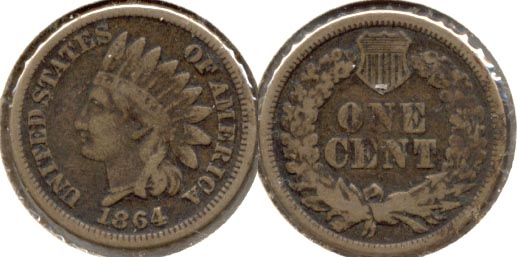 1864 Copper Nickel Indian Head Cent VG-8