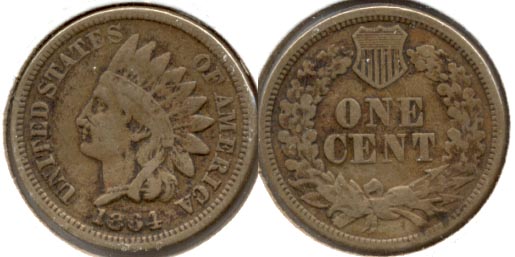 1864 Copper Nickel Indian Head Cent VG-8 a