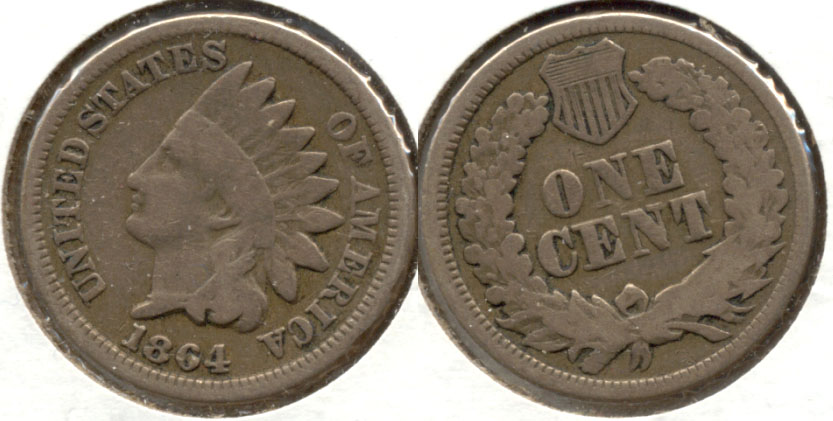 1864 Copper Nickel Indian Head Cent VG-8 d
