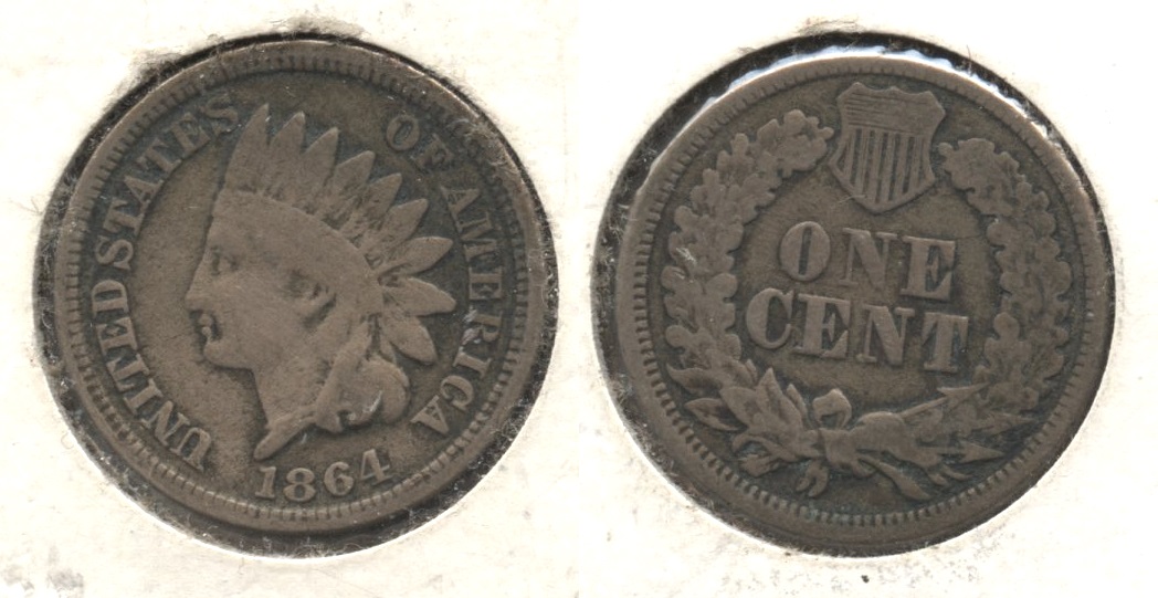 1864 Copper Nickel Indian Head Cent VG-8 #l Light Cleaning