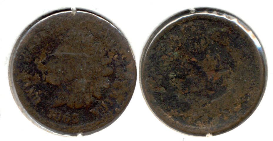 1865 Indian Head Cent AG-3 V Warped