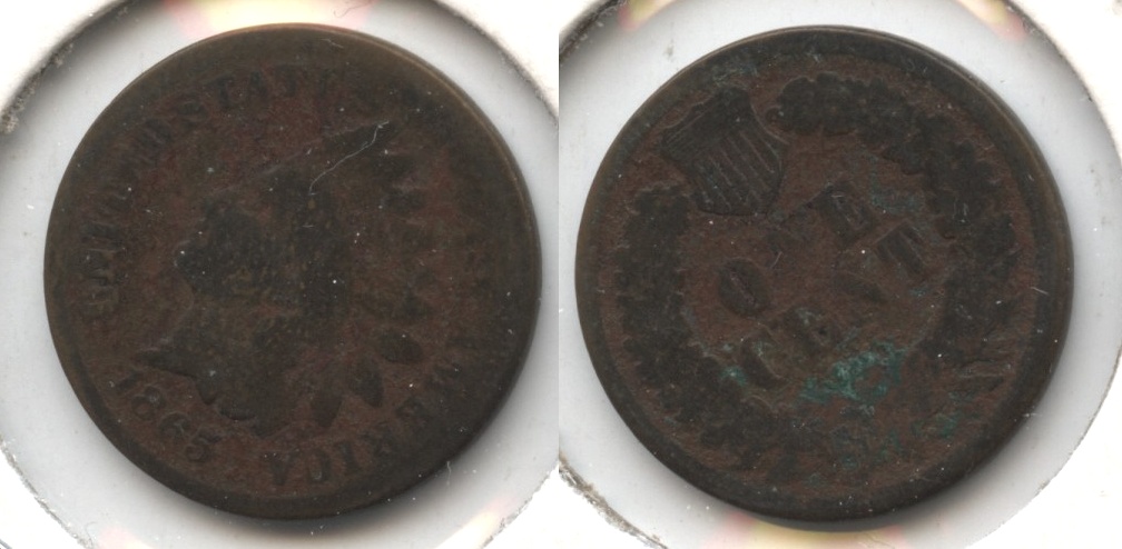1865 Indian Head Cent AG-3 #x Green Reverse