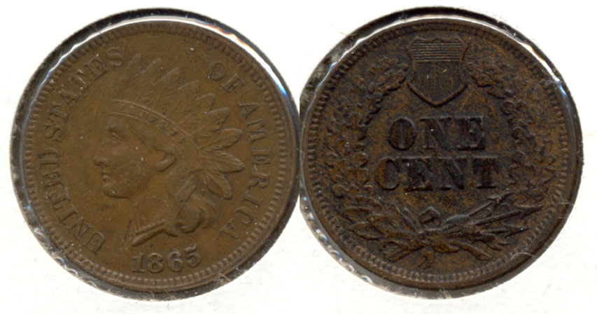 1865 Indian Head Cent AU-50 a