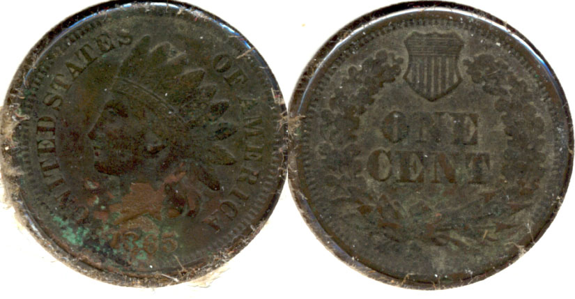 1865 Indian Head Cent Fine-12 d Pitting