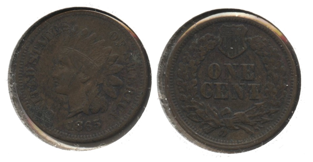 1865 Indian Head Cent Fine-12 #j Bit Dark