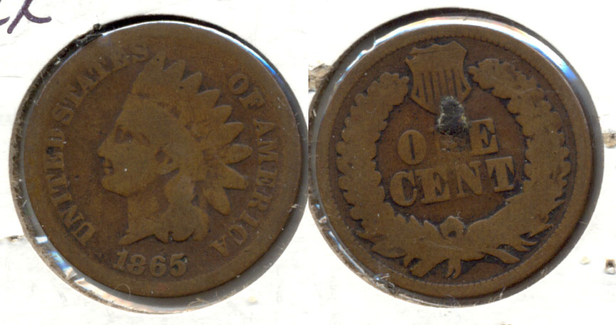 1865 Indian Head Cent Good-4 af Reverse Matter
