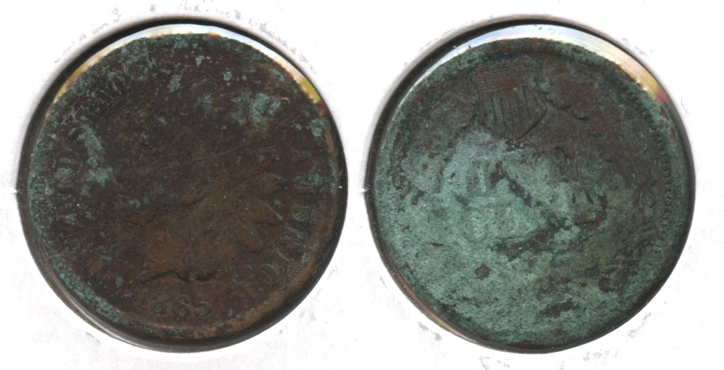 1865 Indian Head Cent Good-4 #bc Corrosion