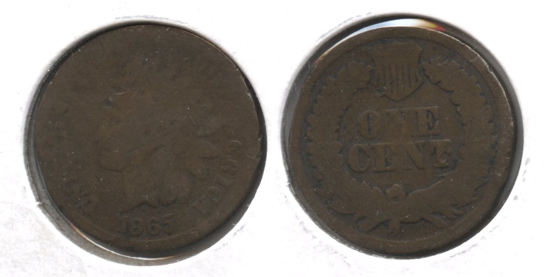 1865 Indian Head Cent Good-4 #bf Bent