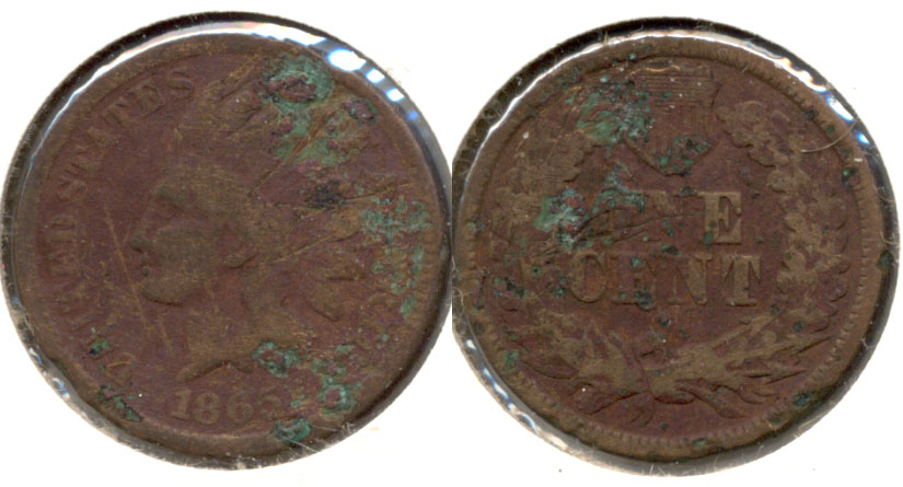 1865 Indian Head Cent Good-4 c Patchy Corrosion