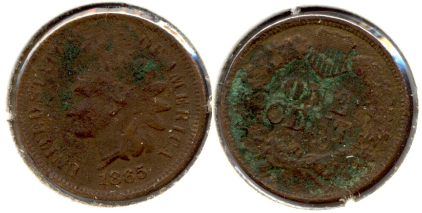 1865 Indian Head Cent Good-4 i Corrosion