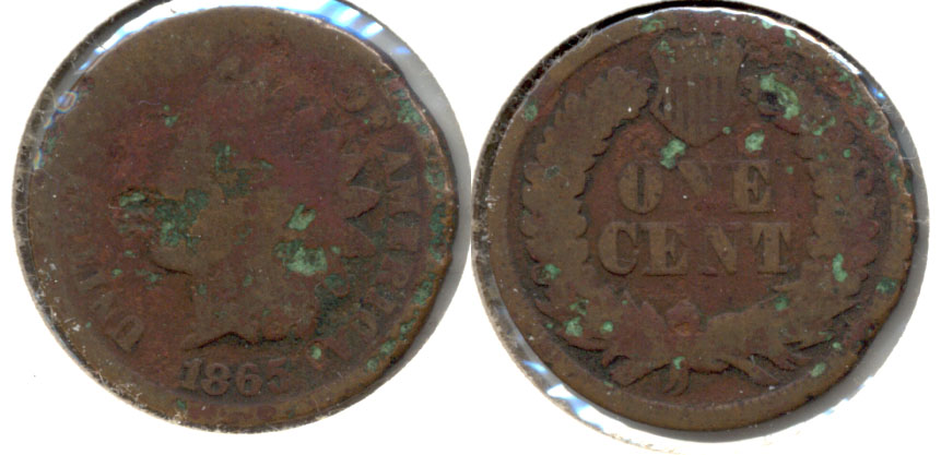 1865 Indian Head Cent Good-4 t Corrosion