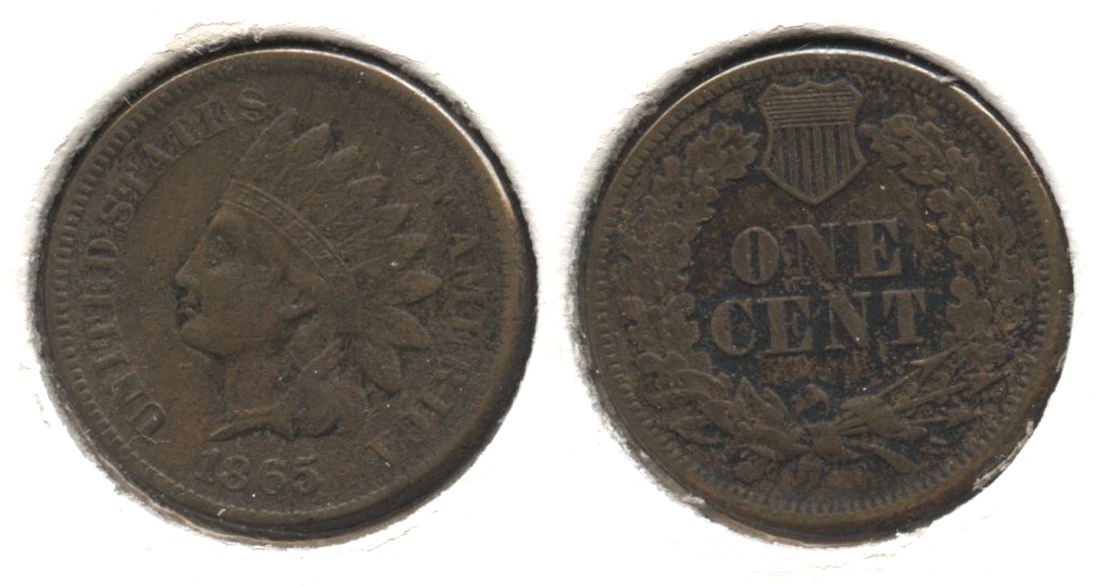 1865 Indian Head Cent VF-20 #f Lightly Porous