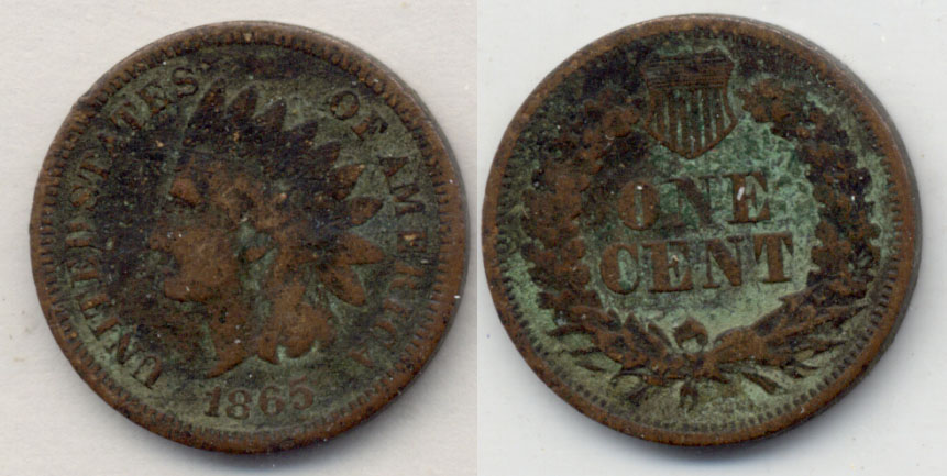 1865 Indian Head Cent VG-8 d Corroded