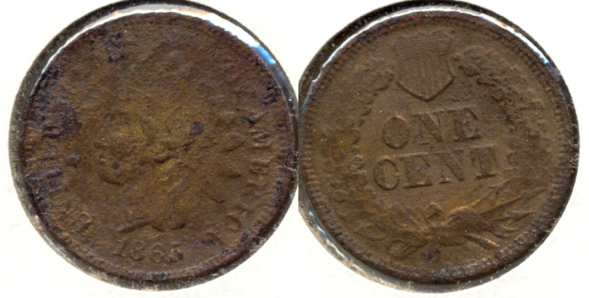 1865 Indian Head Cent VG-8 e Acid