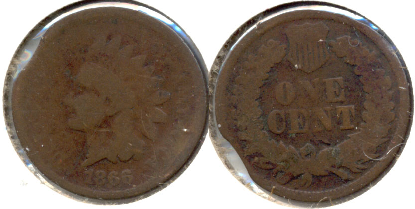 1866 Indian Head Cent AG-3 Rim Clip