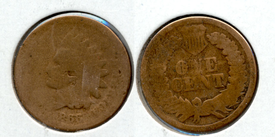 1866 Indian Head Cent AG-3 b Cleaned