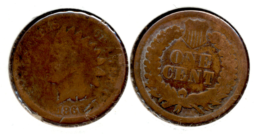 1866 Indian Head Cent AG-3 e Cleaned
