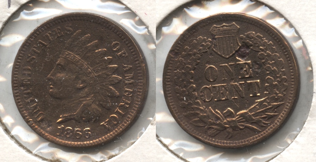 1866 Indian Head Cent Fine-12 #d Polished