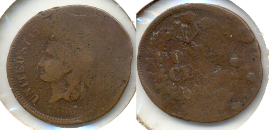 1866 Indian Head Cent Good-4 b Flattened