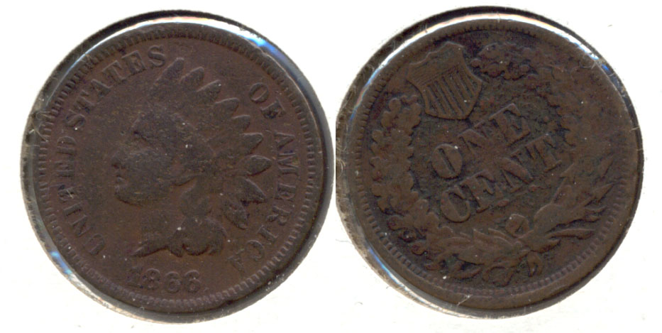 1866 Indian Head Cent Good-4 e Porous