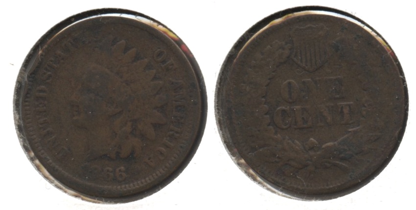 1866 Indian Head Cent Good-4 #j Warped