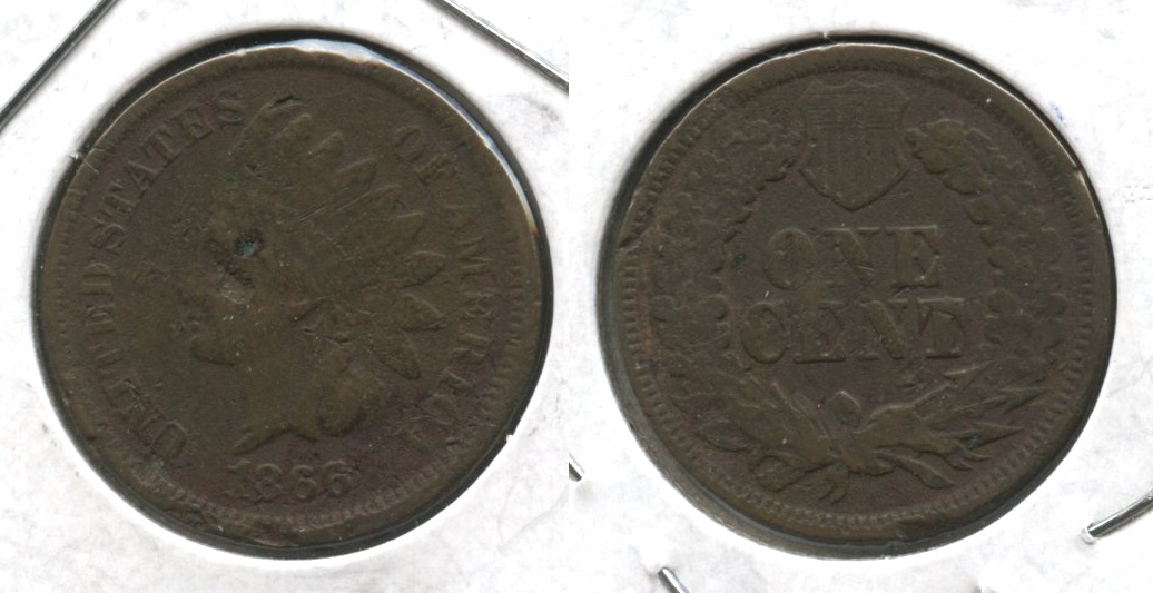 1866 Indian Head Cent Good-4 #u Rough
