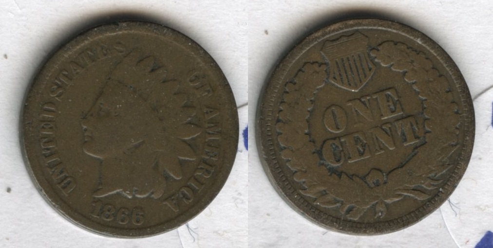 1866 6 Over 6 Indian Head Cent Good-4 #w