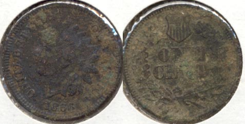 1866 Indian Head Cent VG-8 a Corroded