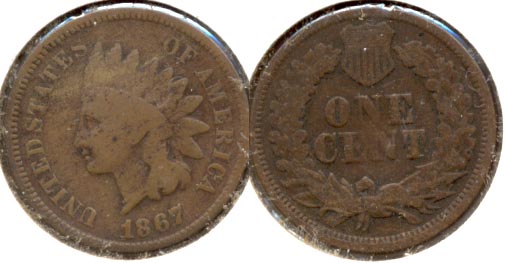 1867 Indian Head Cent Good-4
