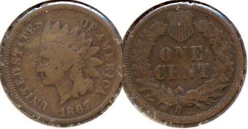 1867 Indian Head Cent Good-4