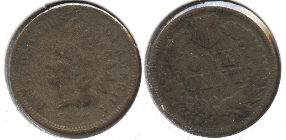 1867 Indian Head Cent Good-4 #j Corroded
