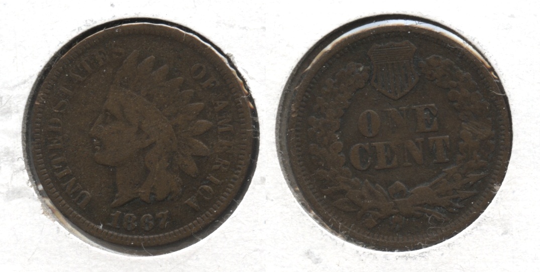 1867 Indian Head Cent Good-4 #n Slight Bend