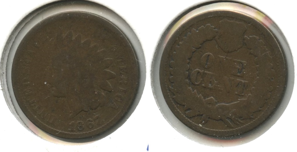 1867 18 Over 18 Indian Head Cent Good-4 #p