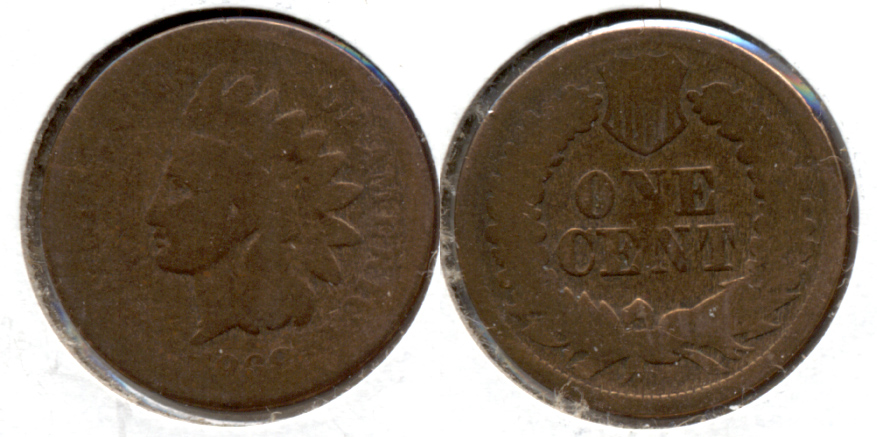 1868 Indian Head Cent AG-3 f Cleaned