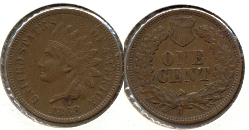 1868 Indian Head Cent EF-45